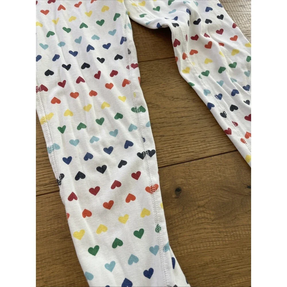 Primary Rainbow Hearts Pajamas Unisex Size 6-7  100% Organic Cotton PJ set